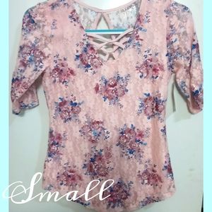 Pink Laced Floral Top